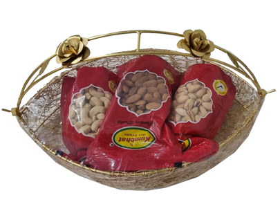 Golden Mesh Wired Dry Fruits Gift Hamper Basket