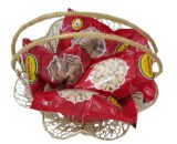 Round Golden Dry Fruits Gift Basket