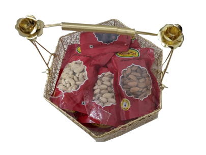 Decorative Golden Wire Mesh Designer Dry Fruits Tray Basket